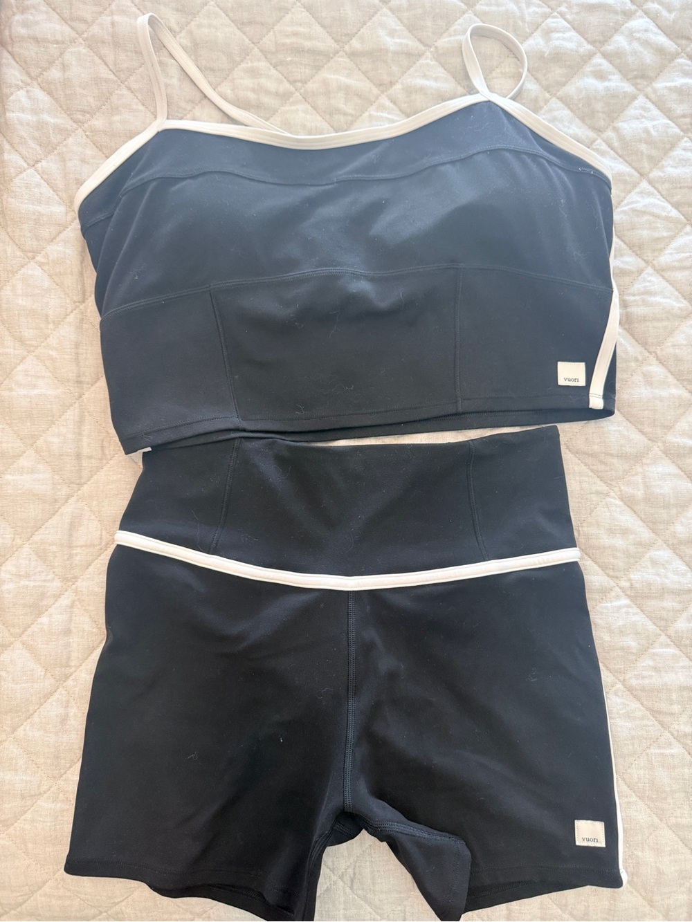 Vuori Black Athletic Shorts with White Trim